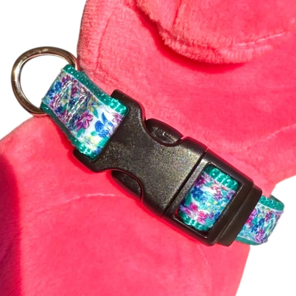 Floral Satin Adjustable XS Small Dog Puppy Collar, Chihuahua Terrier Dachshund